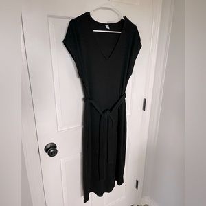 Black Knit Ribbed Tie Waist Old Navy Dress